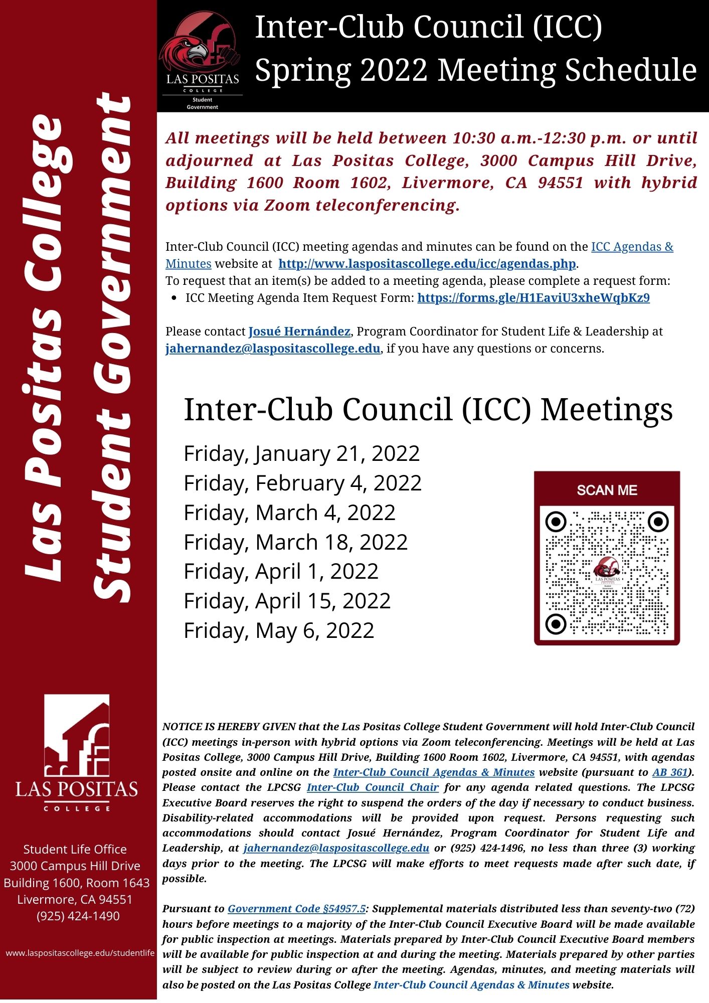 ICC Spring 2022 Meeting Schedule