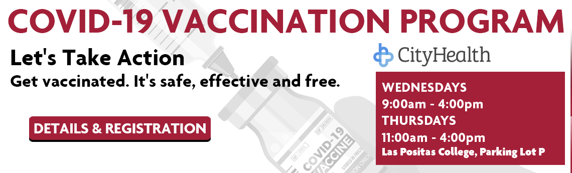 COVID-19 Vaccination Program. Wednesdays from 9am to 4pm parking lot P.