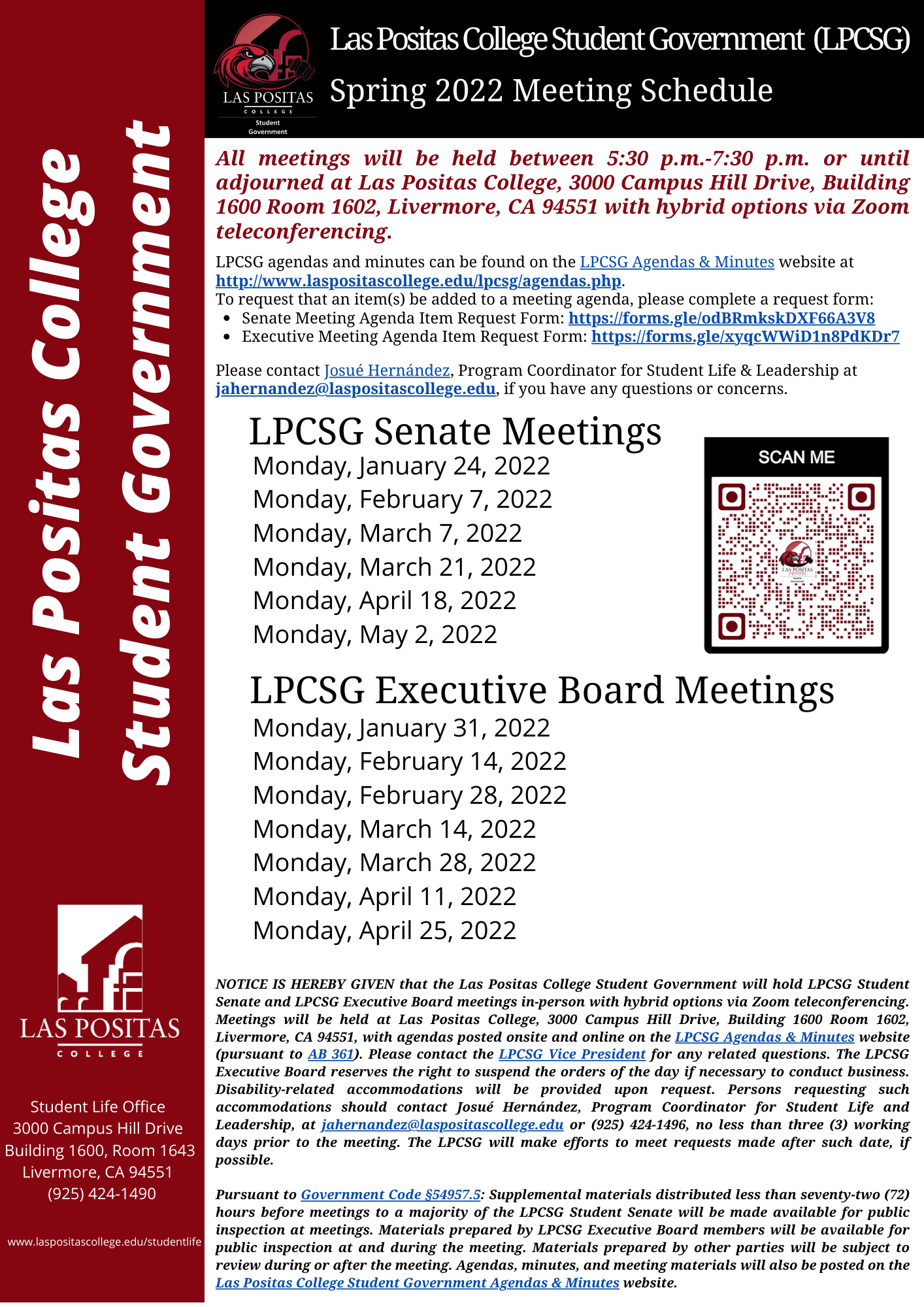 LPCSG Spring 2022 Meeting Schedule