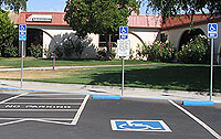 Parking spaces for physically disabled.