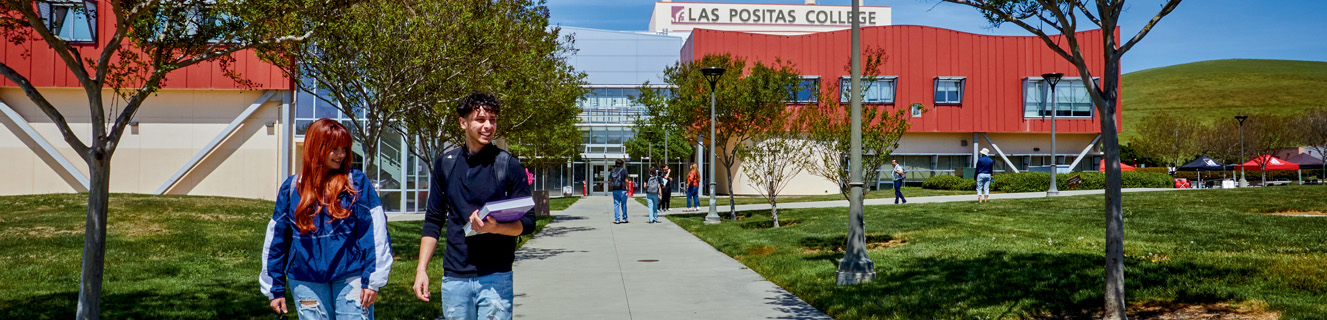 Las Positas College students walking on campus.