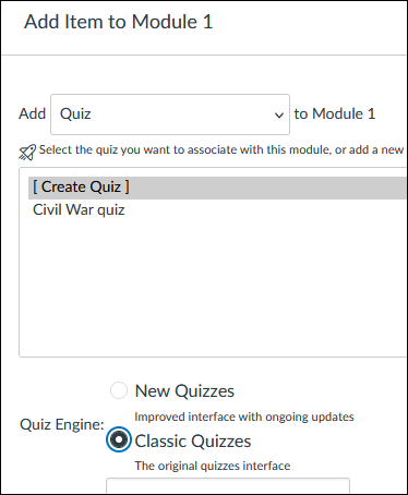 Add quiz in module