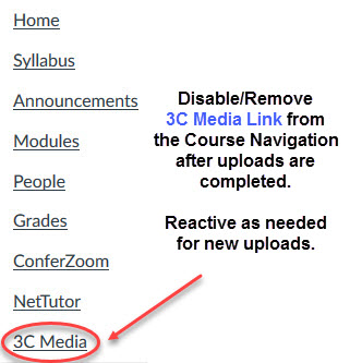 Disable 3C Media link in course navigation.