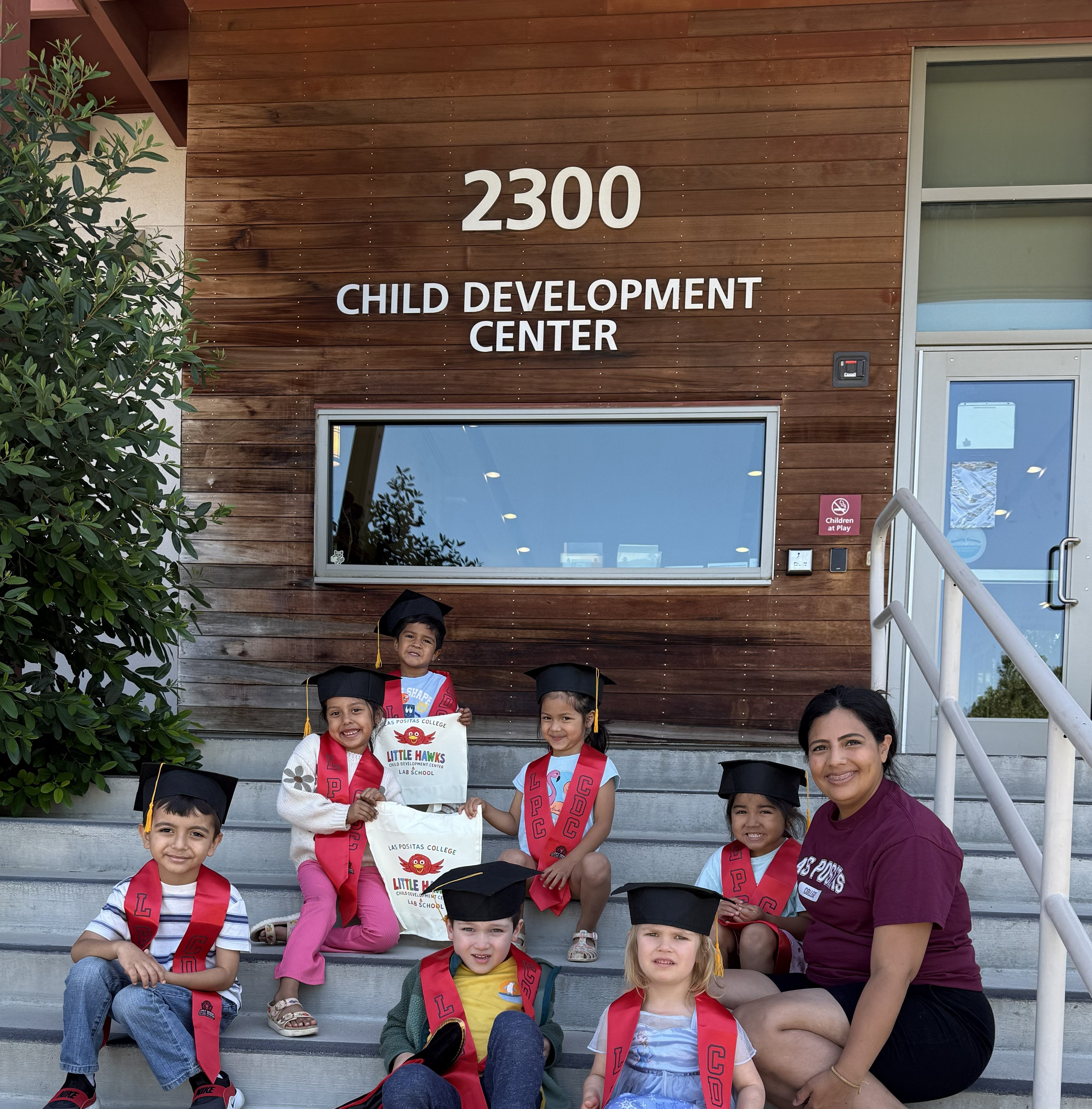 Kids in front of Child Development Center
