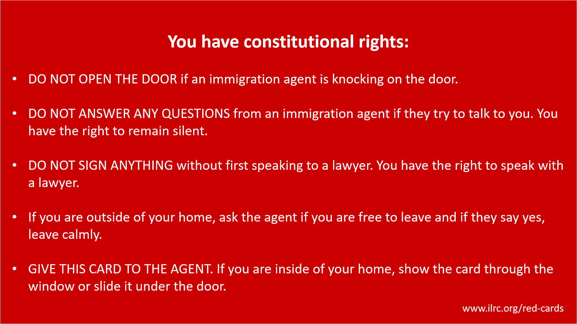 Constitutional Rights Front of Card